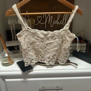 Elegant Cream Crochet Top